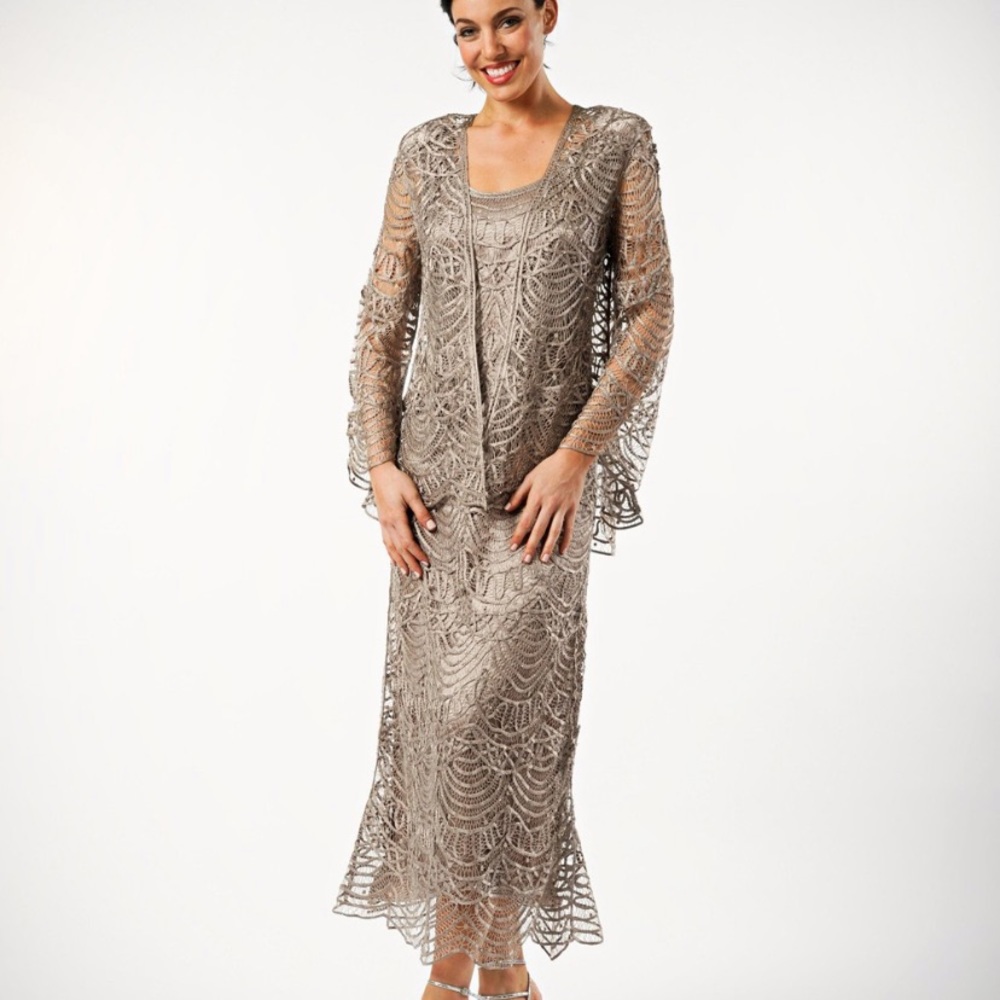 Soulmates 100% Silk Beaded Formal Maxi Celadon Evening Dress